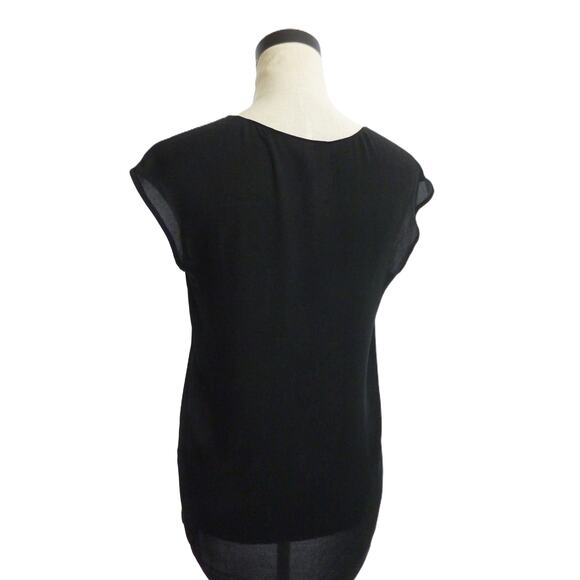 J.Crew Black Sheer V Neck Blouse Top 2 - Picture 3 of 6